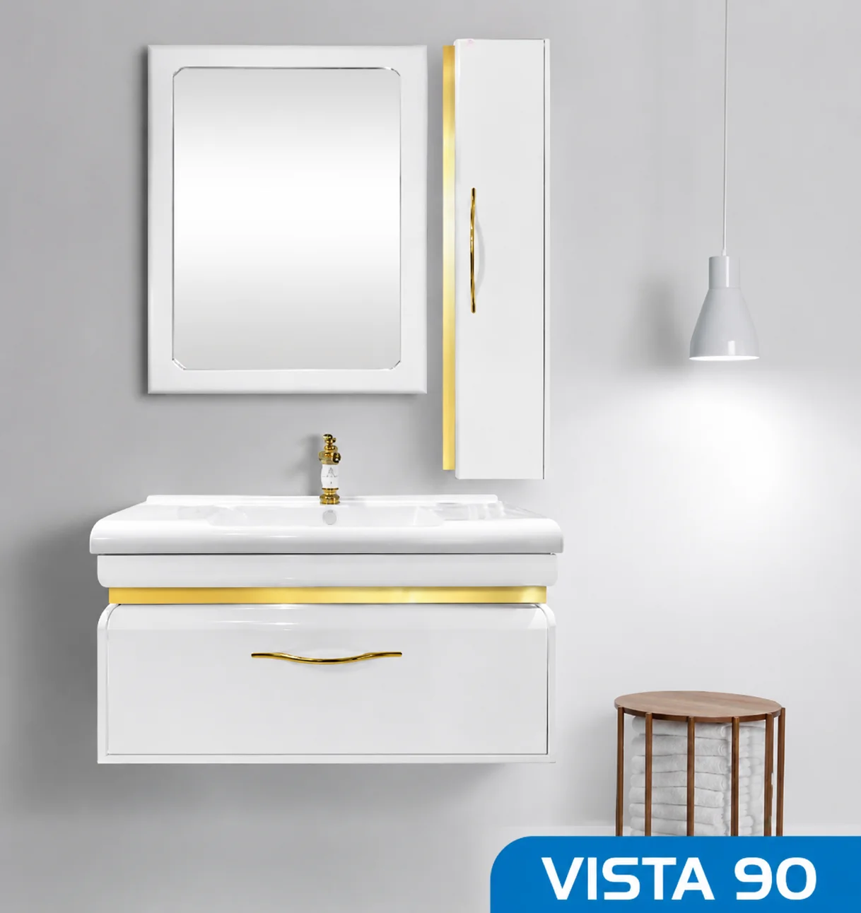ست کابینت روشویی ، آینه و باکس مدل ویستا 100 صدف 