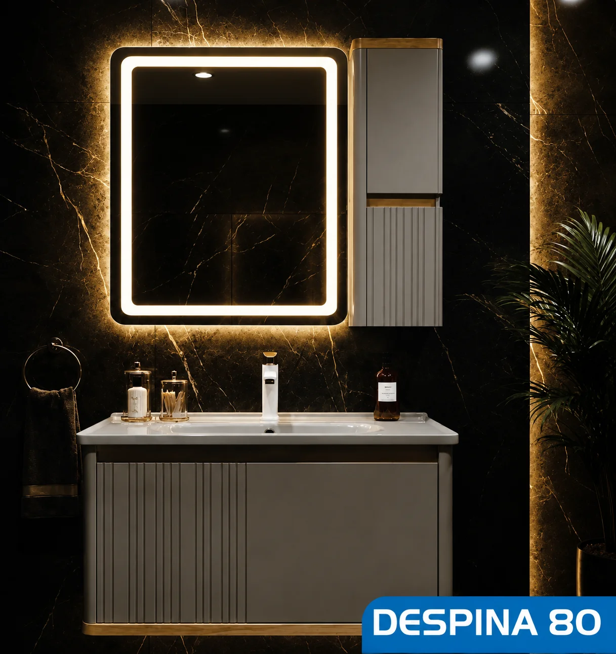 ست کابینت روشویی ، آینه و باکس مدل دسپینا 80 صدف  