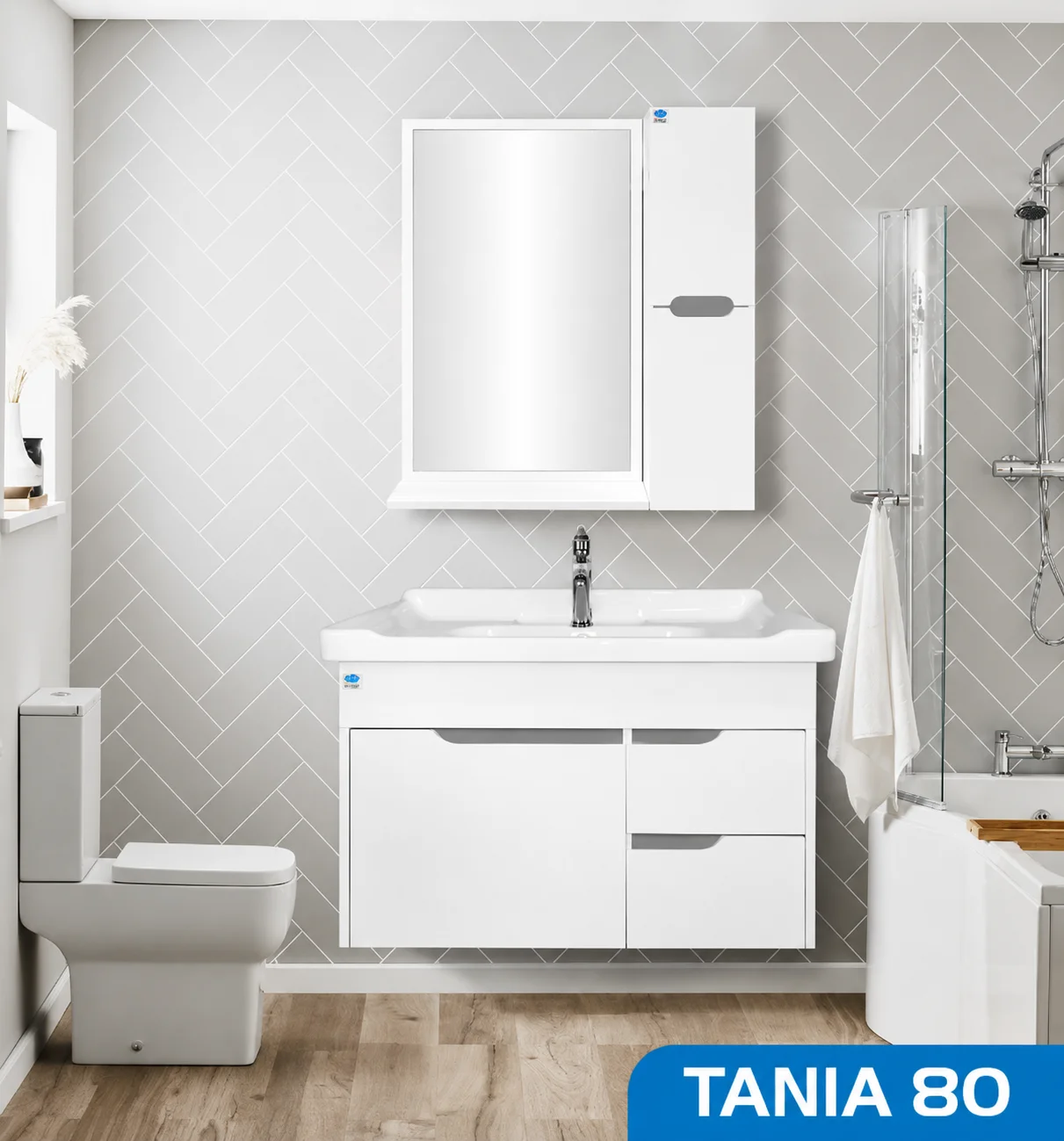 ست روشویی کابینتی، آینه و باکس تانیا80 صدف