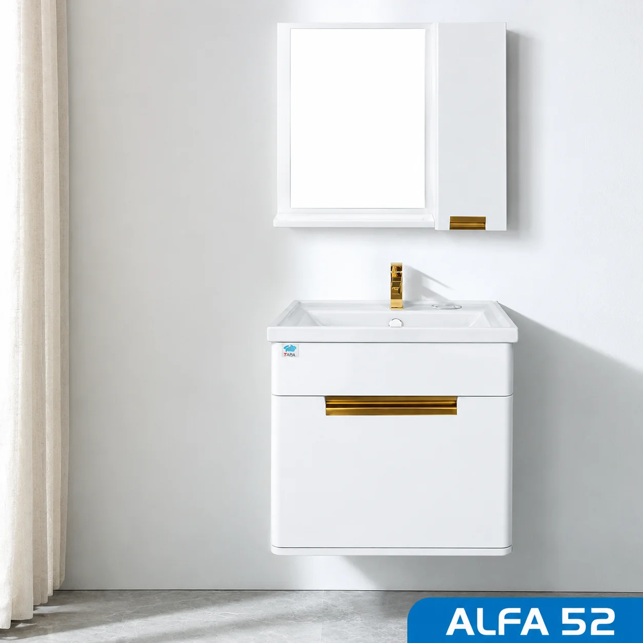 ست روشویی کابینتی ، آینه و باکس آلفا 52 صدف 