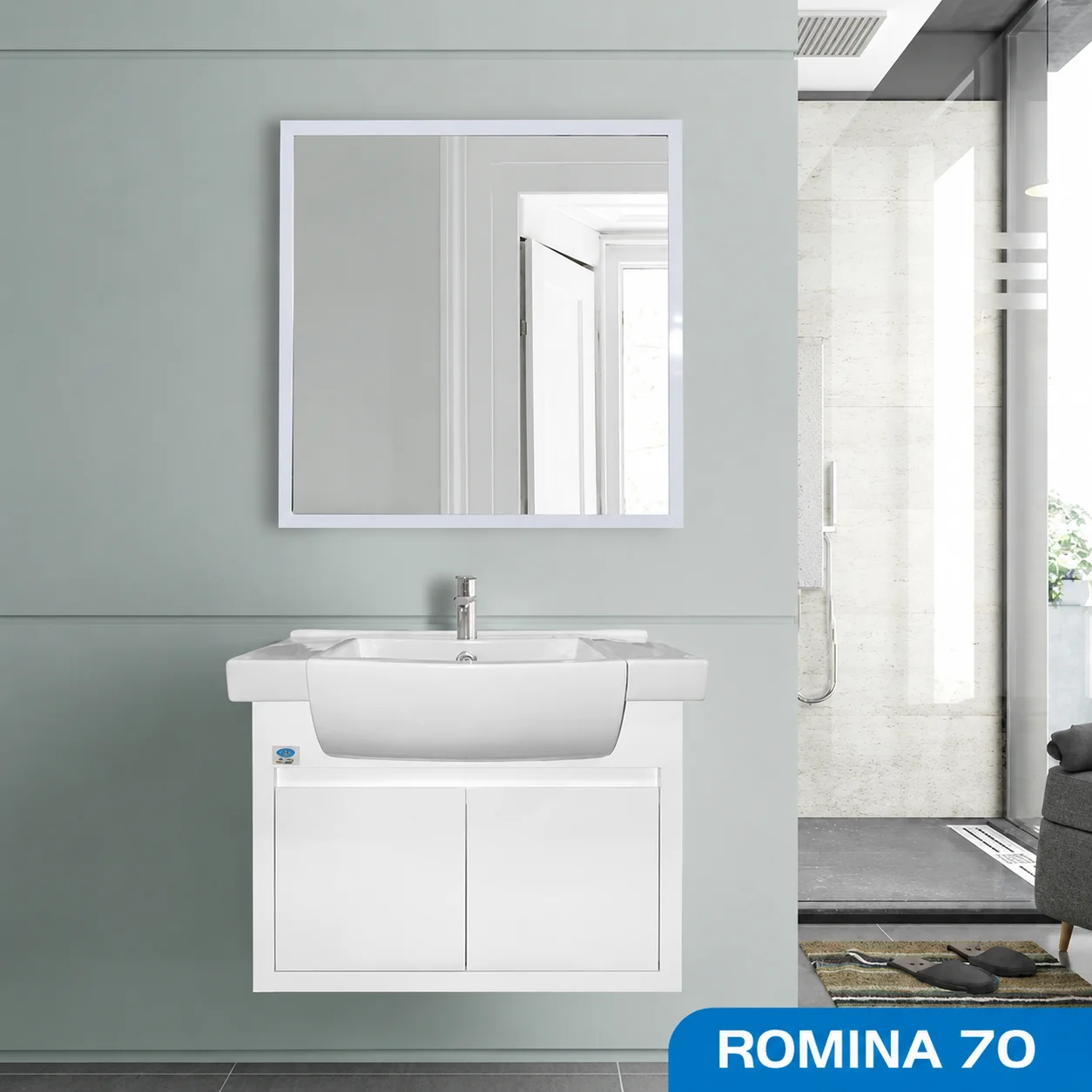 ست آینه و روشویی کابینتی صدف مدل رومینا ۷۰ صدف