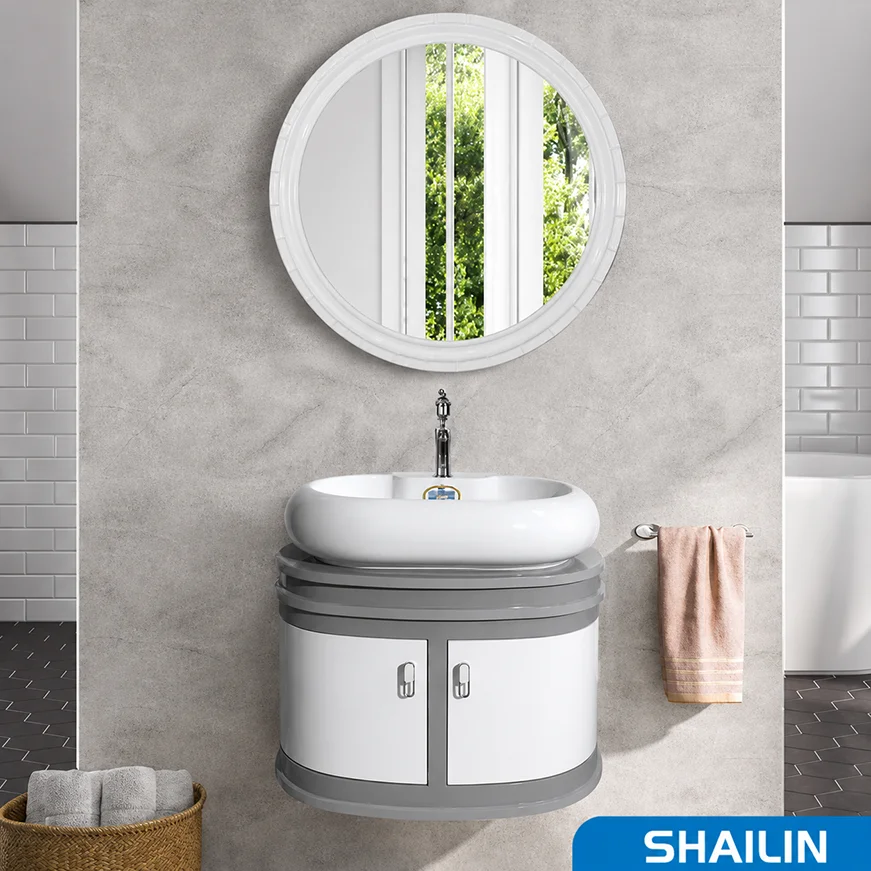 ست روشویی کابینتی و آِنه شایلین سفیدطوسی صدف 