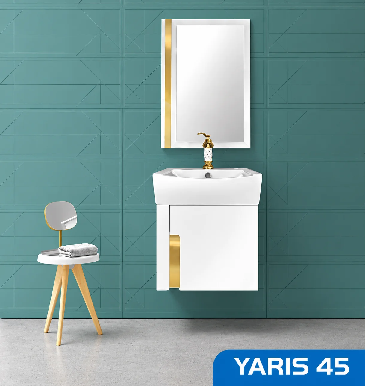 ست روشویی کابینتی و آینه یاریس45 صدف 