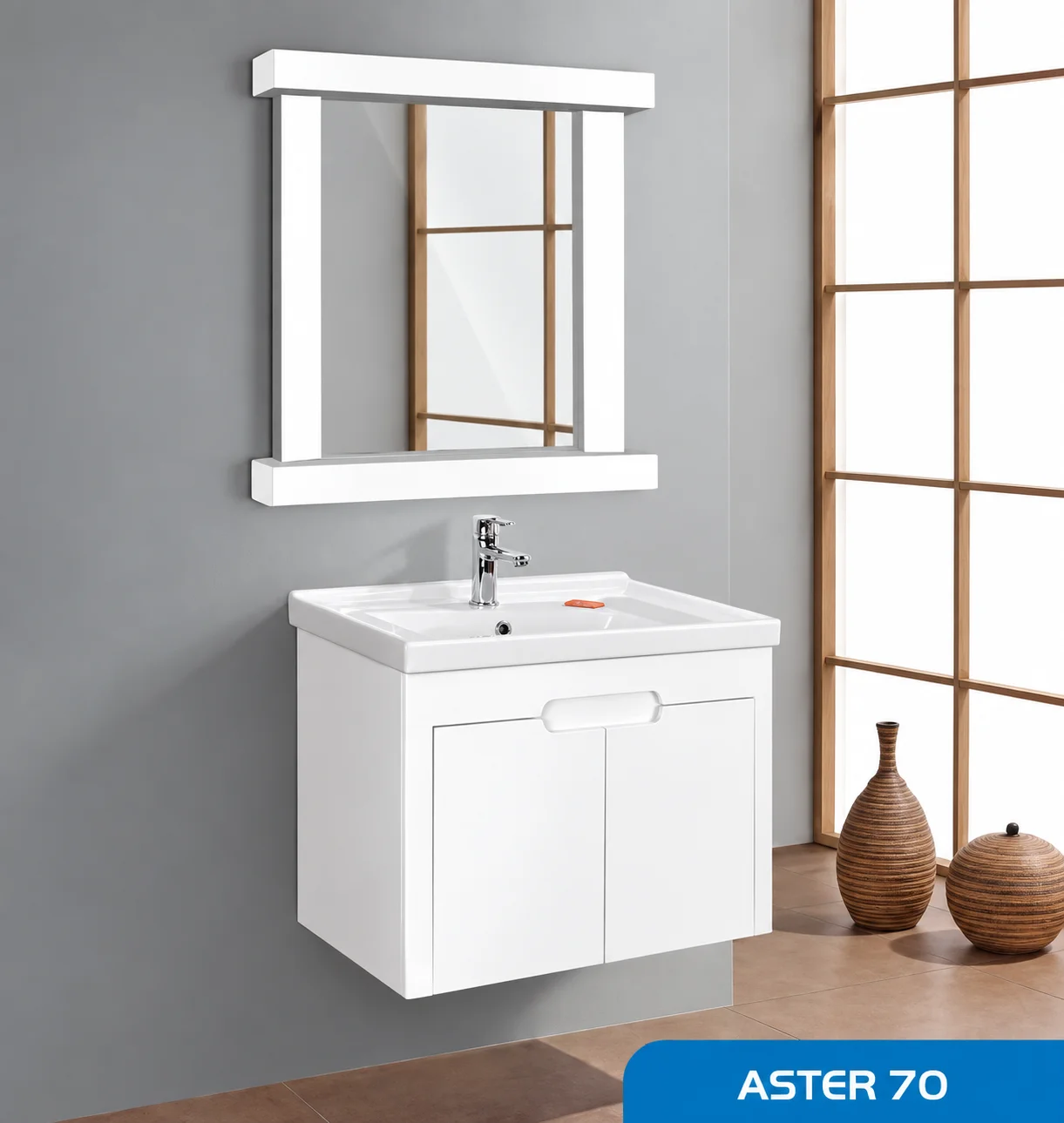 ست روشویی کابینتی و آینه aster 70 صدف