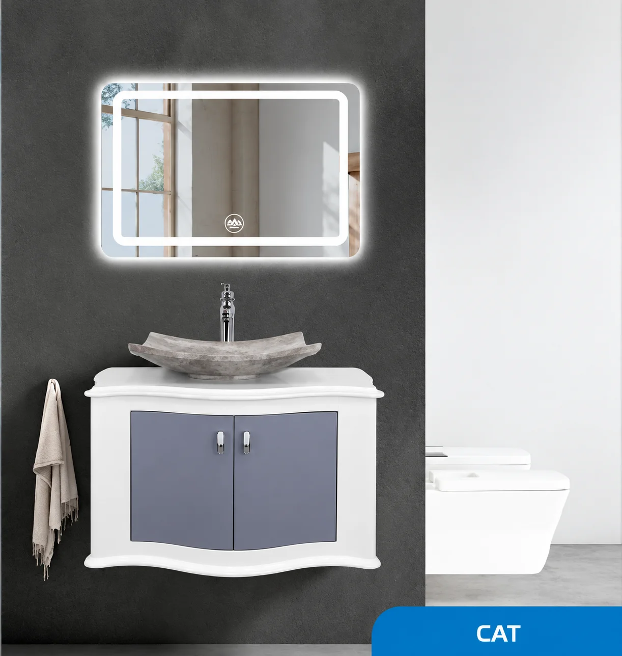 ست روشویی کابینتی و آینه صدف مدل CAT صدف 
