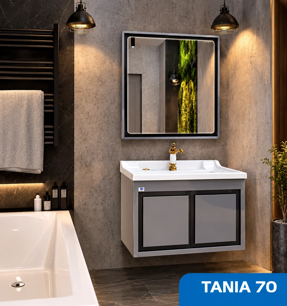 ست روشویی کابینتی و آینه صدف مدل Tania70