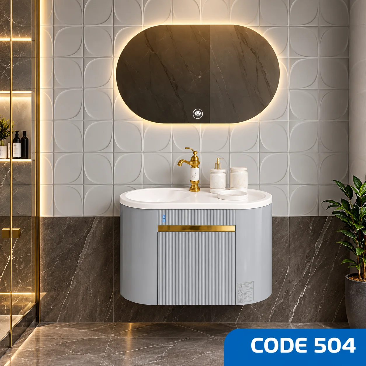 ست روشویی کابینتی و آینه صدف کد 504