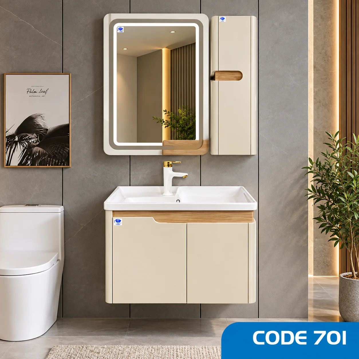 ست روشویی کابینتی و آینه و باکس صدف کد 701