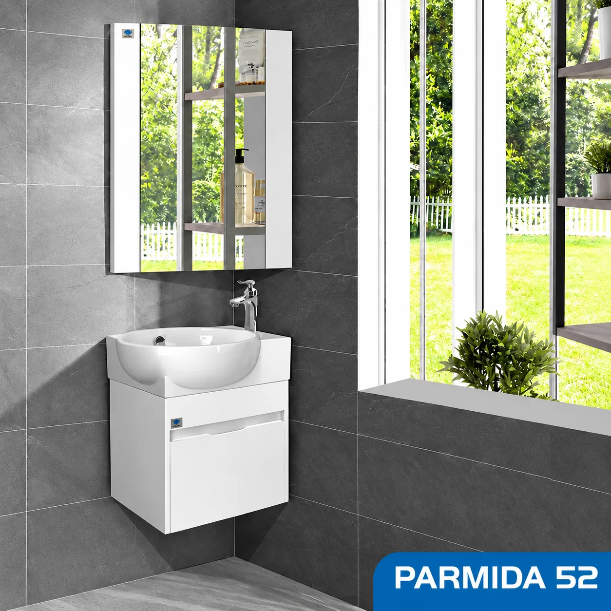 ست روشویی کابینتی و آینه پارمیدا 52 صدف