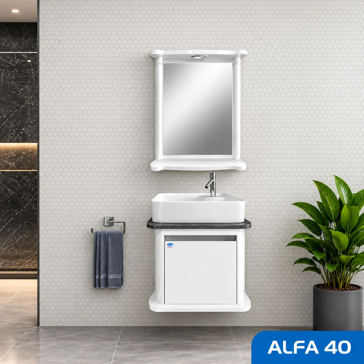 ست روشویی کابینتی و آینه صدف مدل Alfa40