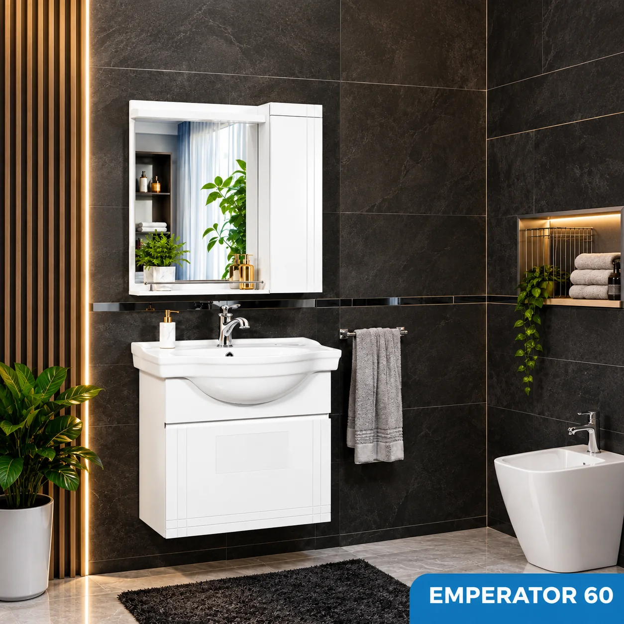 ست روشویی کابینتی،باکس و آینه صدف مدل Roza50
