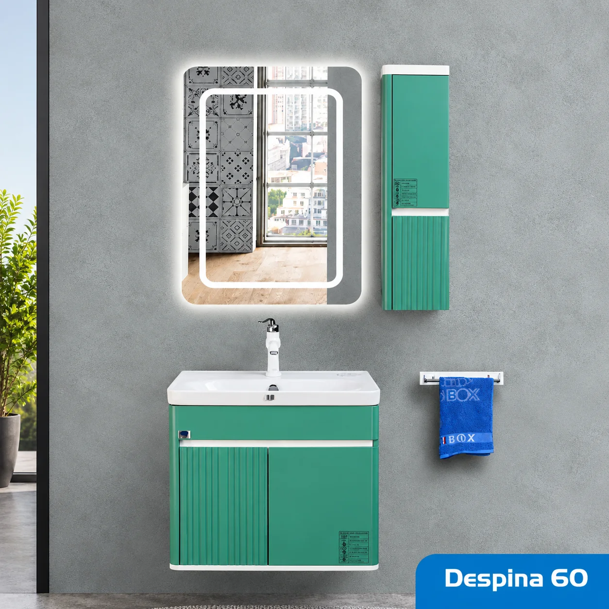 ست روشویی کابینتی و آینه و باکس Despina60 صدف 