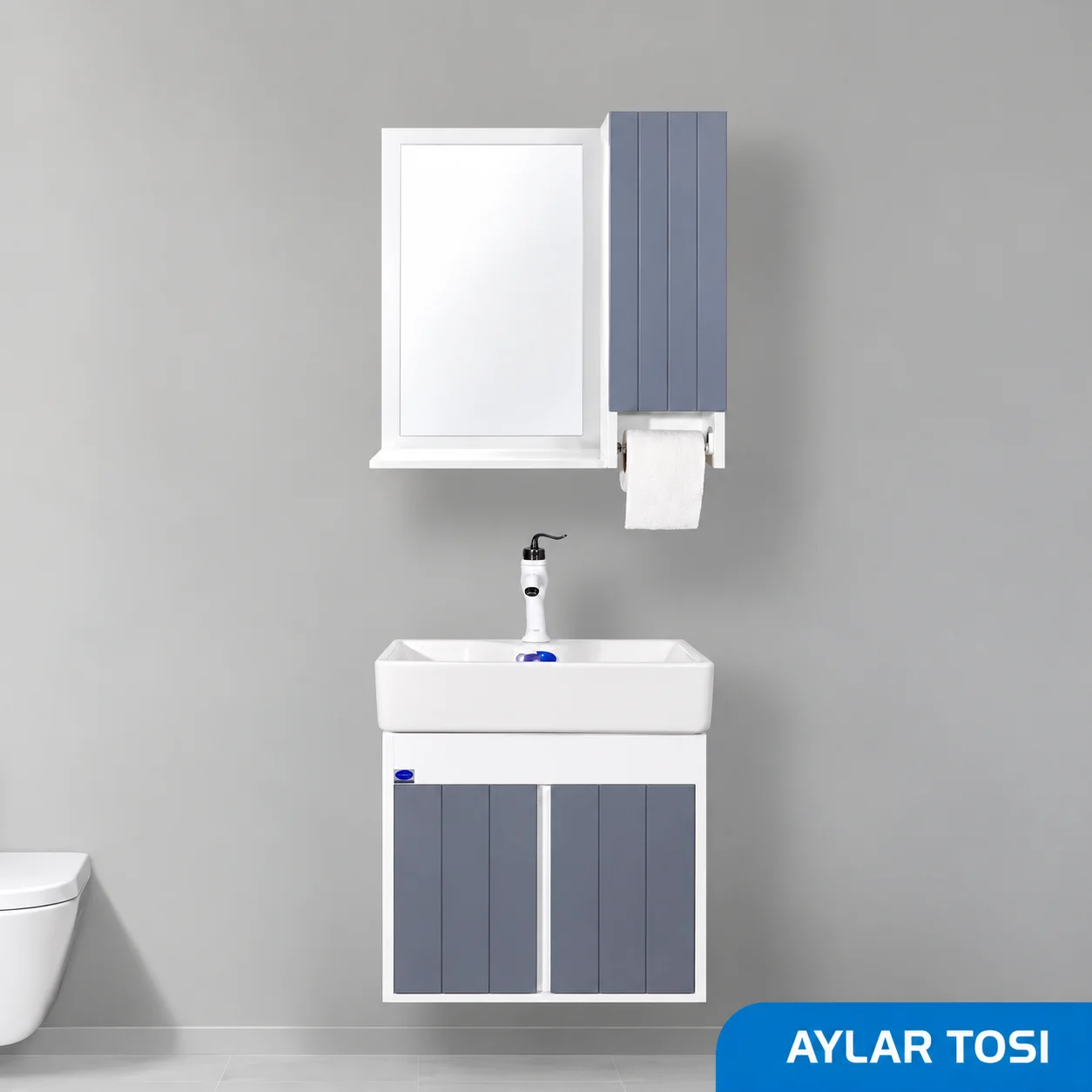 ست روشویی کابینتی، باکس و آینه مدل AYLAR صدف 
