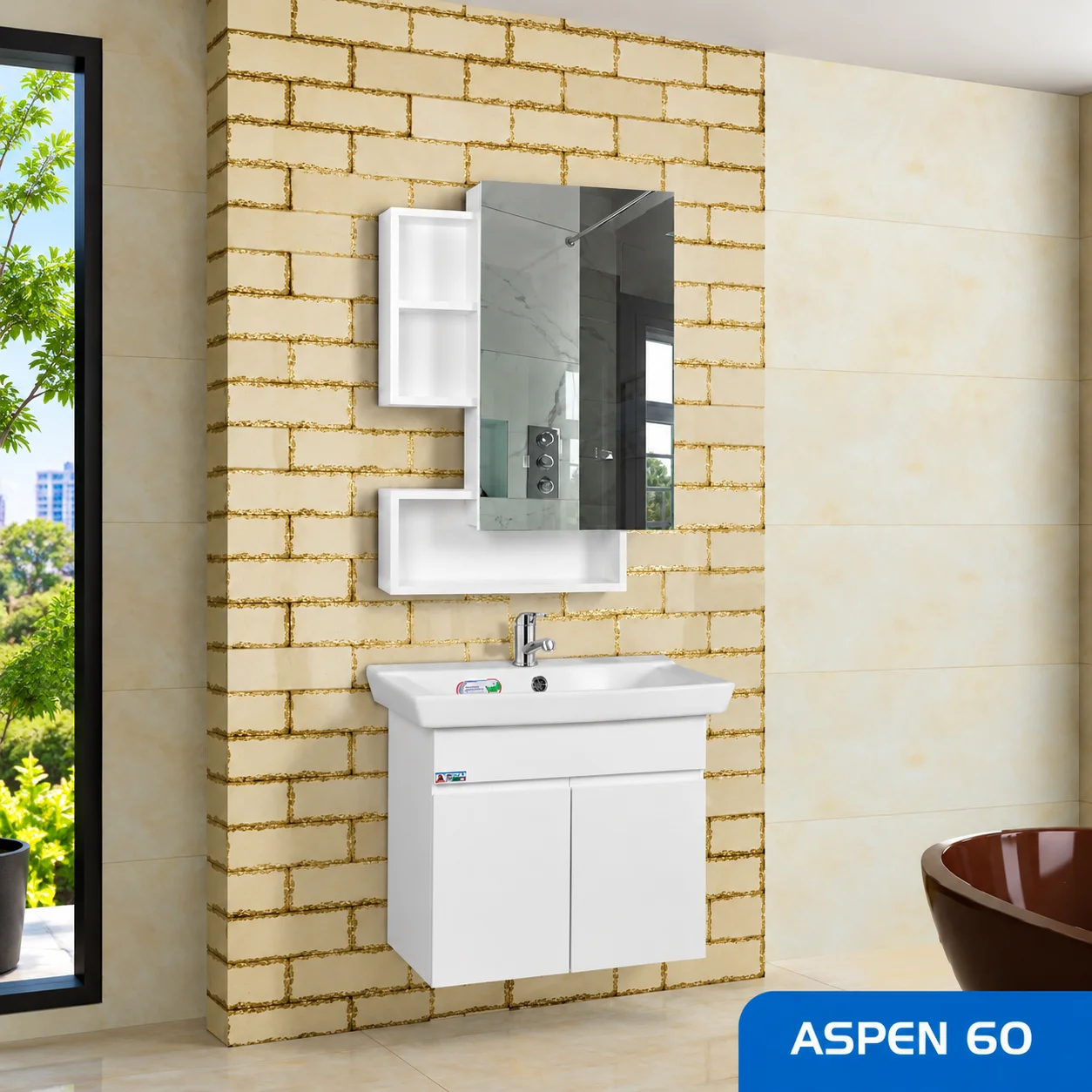 ست روشویی کابینتی و آینه Aspen 60 صدف 