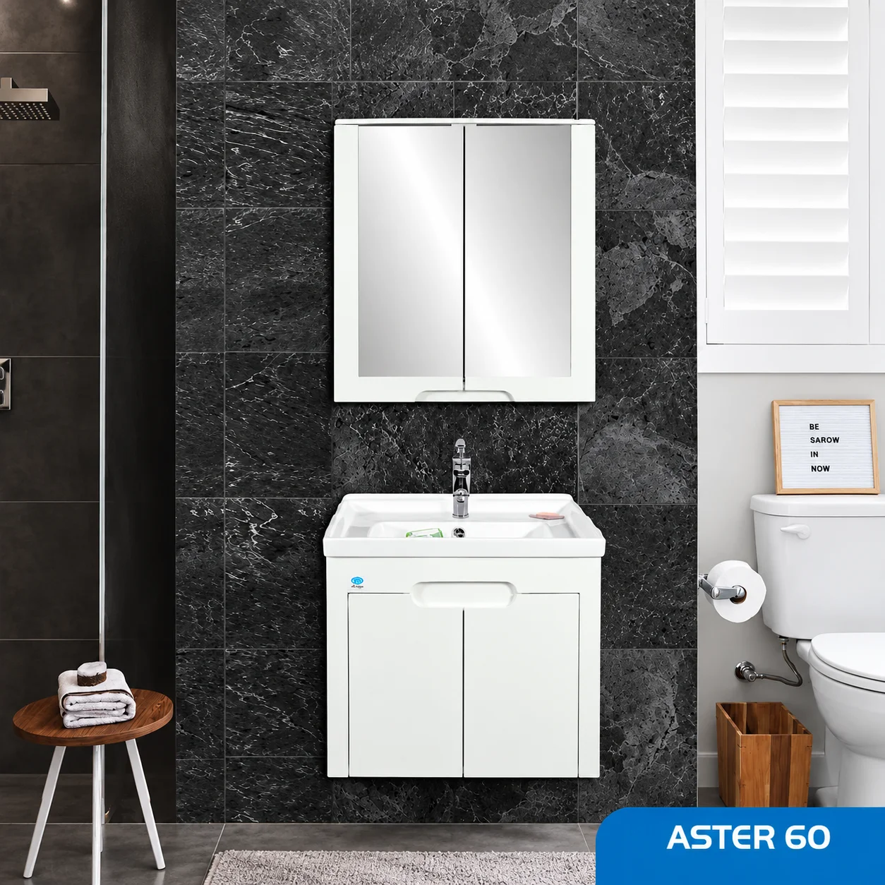 ست روشویی کابینتی و آینه aster 60 صدف