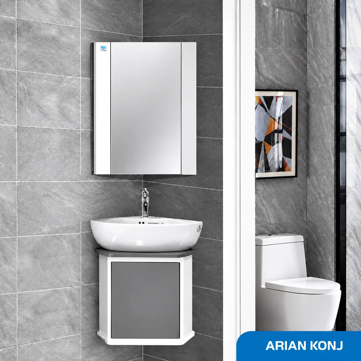 ست روشویی کابینتی و آینه Arian konj صدف