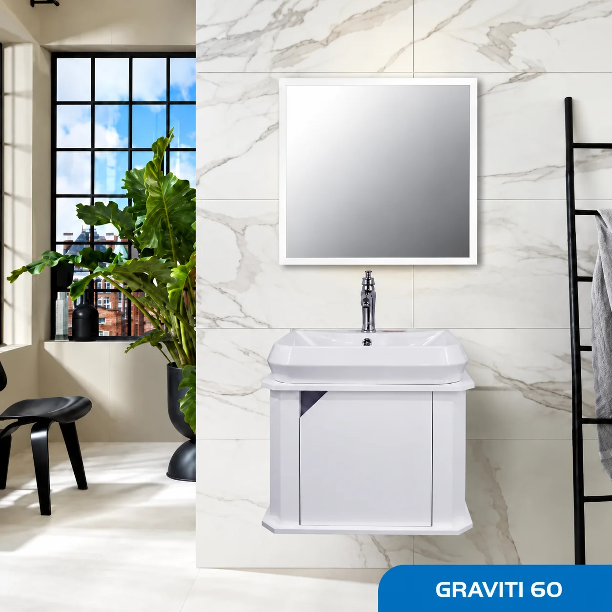 ست روشویی کابینتی و آینه Graviti 60 صدف 